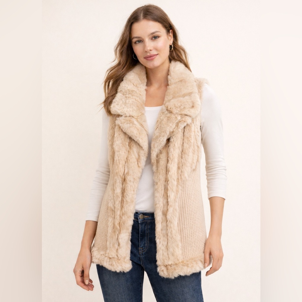 Guess Faux Fur Vest in Soft Beige